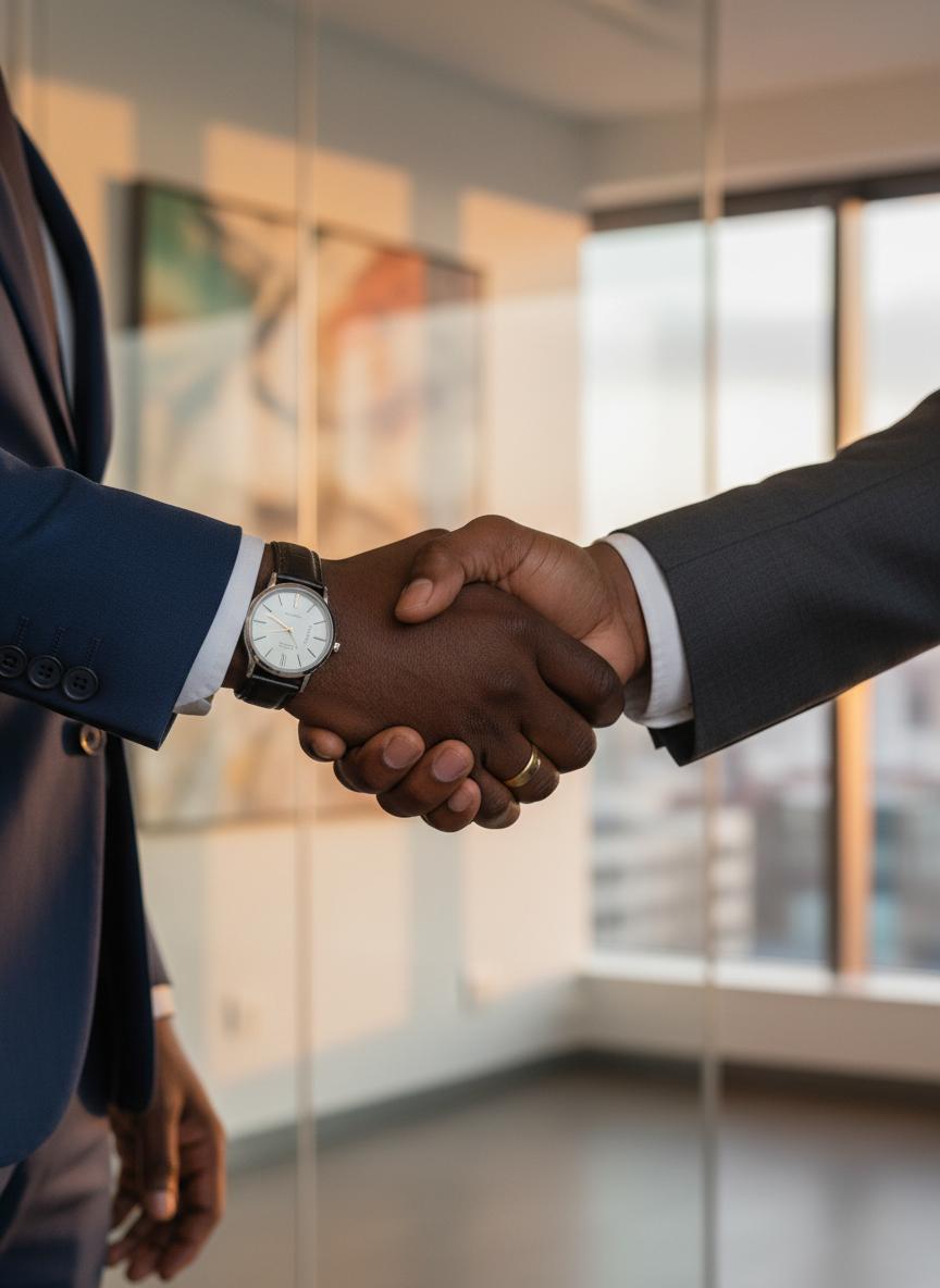 Business partnership handshake
